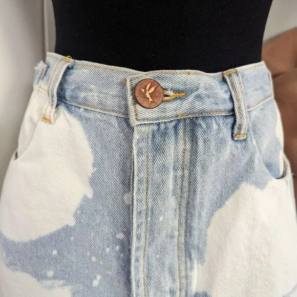 One Teaspoon Sea Drifter Vanguard Bleached Denim Mini Skirt sz 6/28 EUC