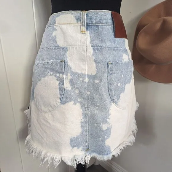 One Teaspoon Sea Drifter Vanguard Bleached Denim Mini Skirt sz 6/28 EUC