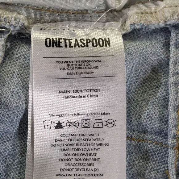 One Teaspoon Sea Drifter Vanguard Bleached Denim Mini Skirt sz 6/28 EUC