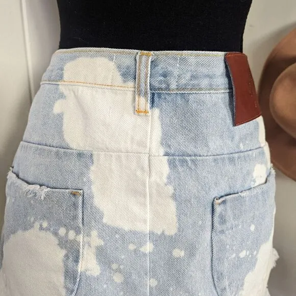 One Teaspoon Sea Drifter Vanguard Bleached Denim Mini Skirt sz 6/28 EUC
