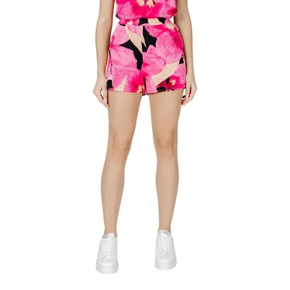 Only Floral Pattern Slip-On Viscose Shorts Women Fuchsia