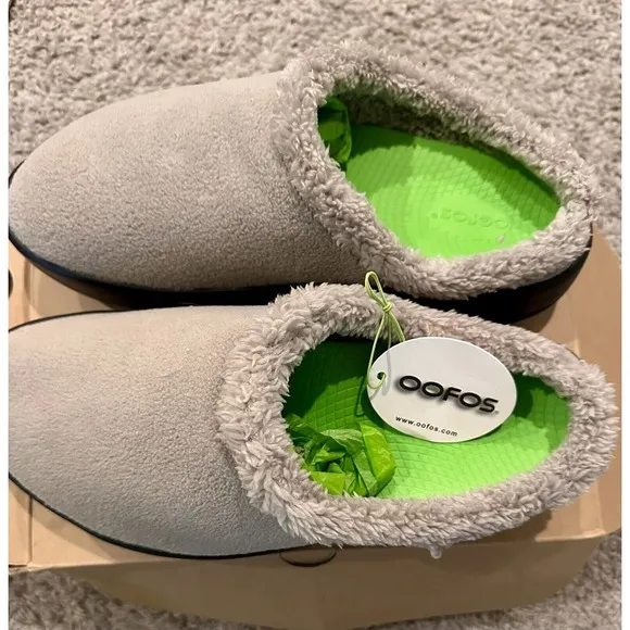 Oofos OOcoozie Mules Mens Sz 11 Gray Slip On Comfort Recovery Shoes Slippers