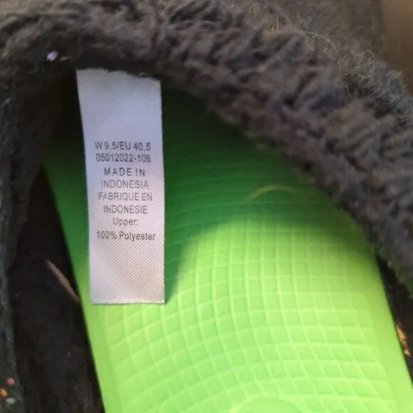 Oofos Oocoozie Shoe Slip On Mule Womens 9.5 Black Comfort Fleece Slipper