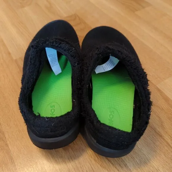Oofos Oocoozie Shoe Slip On Mule Womens 9.5 Black Comfort Fleece Slipper