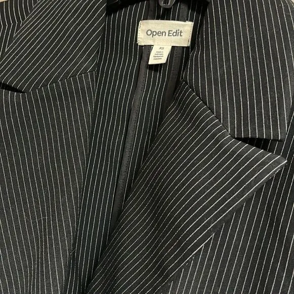 OPEN Edit Pinstripe Man Blazer Double Breasted BlazerJacket Charcoal Shacket