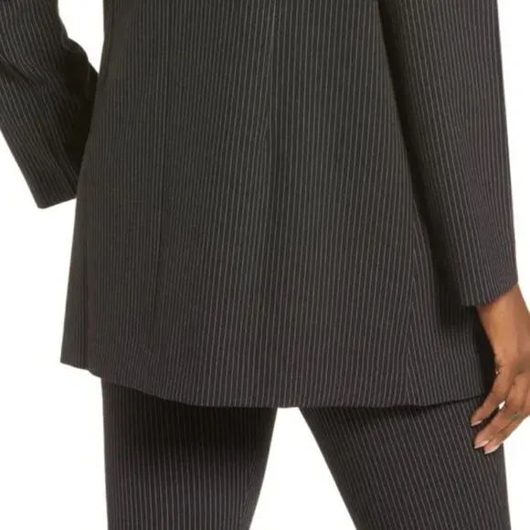 OPEN Edit Pinstripe Man Blazer Double Breasted BlazerJacket Charcoal Shacket