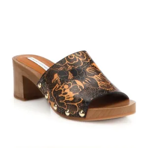 Orange Manning Printed Leather Block-heel Mules