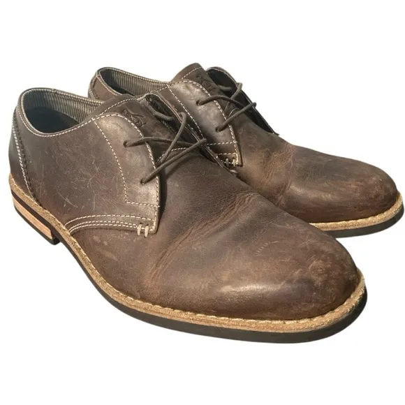 Original Penguin Oxfords Mens 9.5 Waylon Derby Brown Casual Distressed Leather