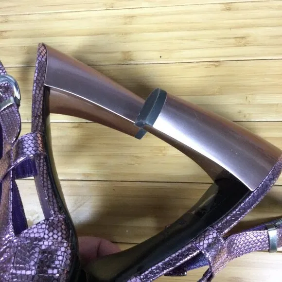 Ororo Purple Metallic Slingback Sandal Heels 38.5