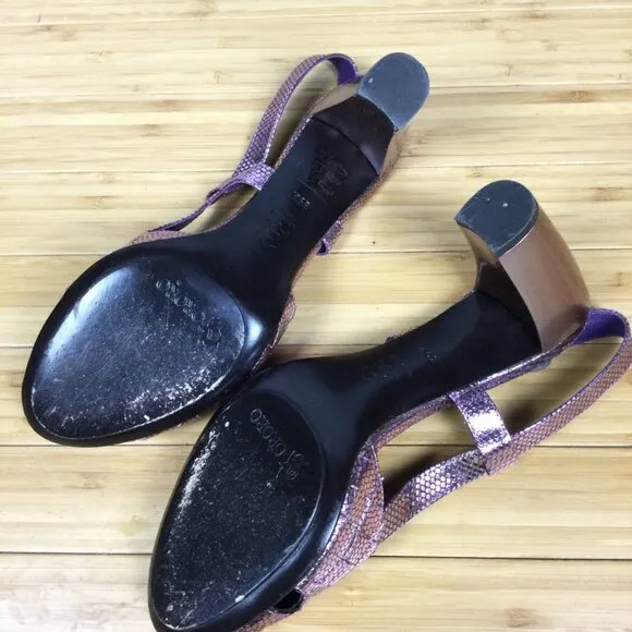 Ororo Purple Metallic Slingback Sandal Heels 38.5