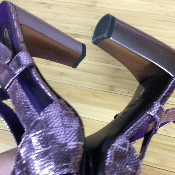 Ororo Purple Metallic Slingback Sandal Heels 38.5