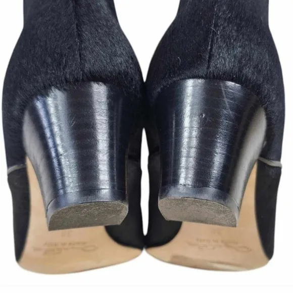 Oscar de la Renta Black Pony Hair Leather Booties Vintage Size 38