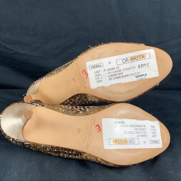 Oscar De La Renta Diana 70 satin sequin open toe kitten heels