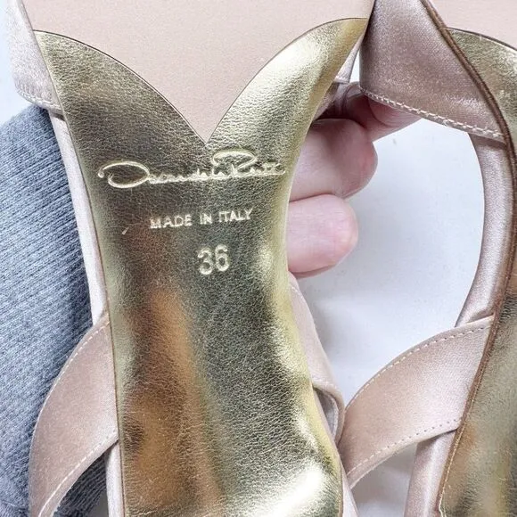Oscar de la Renta Satin Crystal Embellished Slingback Heels Pumps Womens Size 36