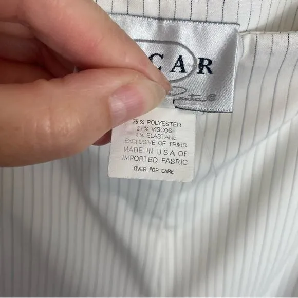 Oscar de la Renta Vintage White Pinstriped Suit Size 4