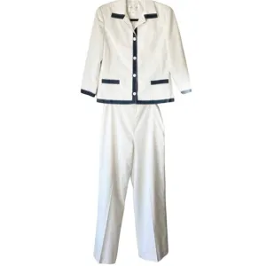 Oscar de la Renta Vintage White Pinstriped Suit Size 4