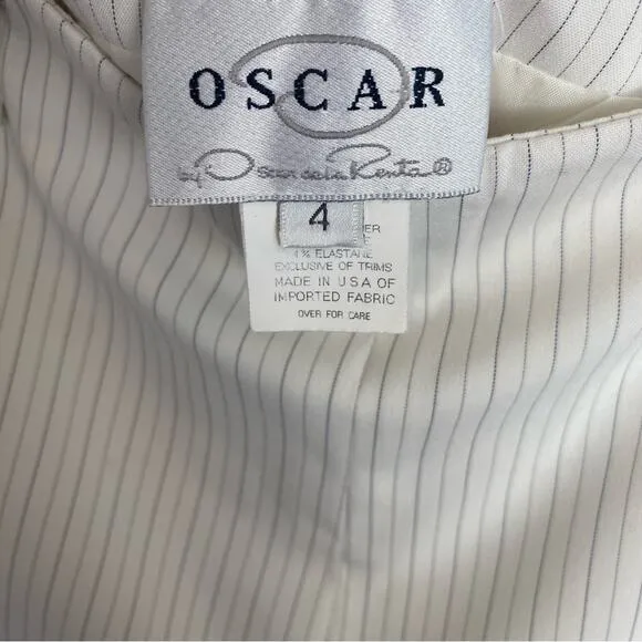 Oscar de la Renta Vintage White Pinstriped Suit Size 4