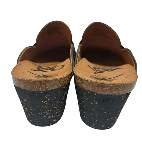 OTBT Homage Leather Wedge Slip On Clogs Cozy Rustic Cork Footbed Sz 8.5 Charcoal