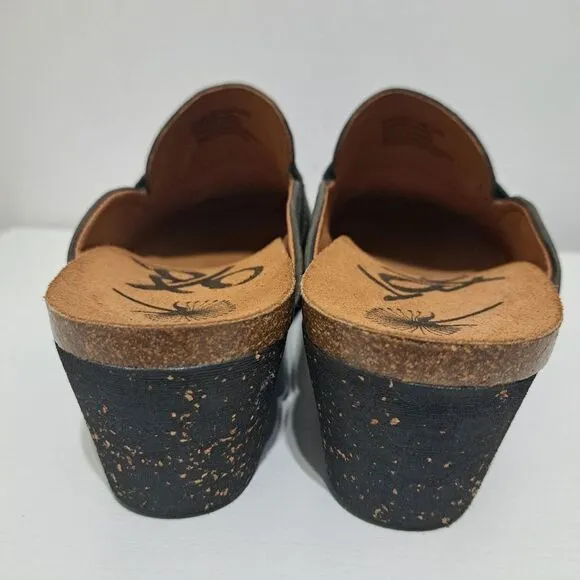 OTBT Homage Leather Wedge Slip On Clogs Cozy Rustic Cork Footbed Sz 8.5 Charcoal