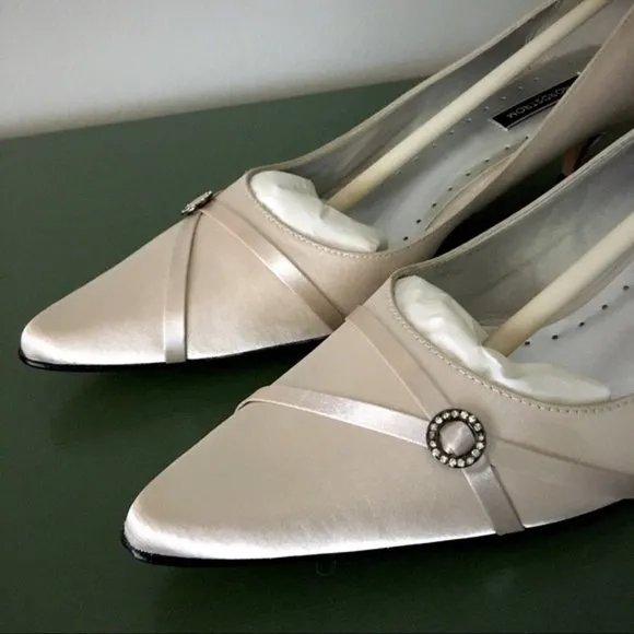 Oyster Champagne Satin Kitten Heels