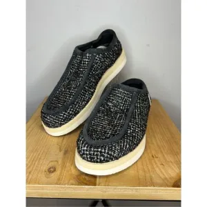 P448 Women's Bubble Shaka Woven Round Moc Toe Slip Ons Black Size 9