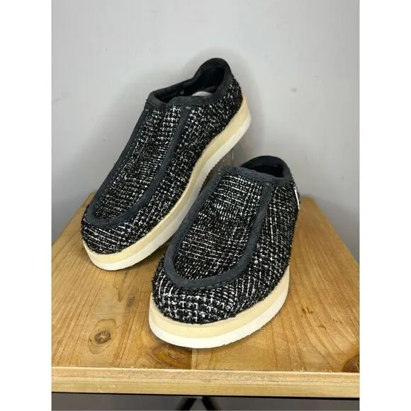 P448 Women's Bubble Shaka Woven Round Moc Toe Slip Ons Black Size 9
