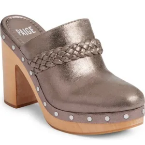 Paige Alex Clogs Suede Studs Slip-on Platform Heels Gunmetal Size 8 NEW
