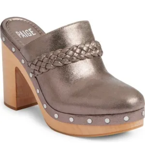 Paige Alex Clogs Suede Studs Slip-on Platform Heels Gunmetal Size 9 NEW