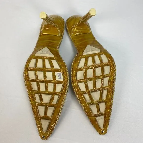 Paloma Barcelo Yellow Leather Heels Mules sz 9.5 40