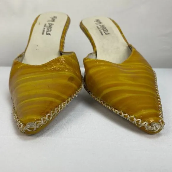 Paloma Barcelo Yellow Leather Heels Mules sz 9.5 40