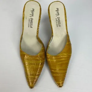 Paloma Barcelo Yellow Leather Heels Mules sz 9.5 40