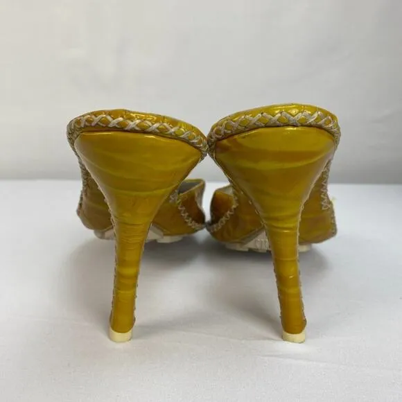 Paloma Barcelo Yellow Leather Heels Mules sz 9.5 40