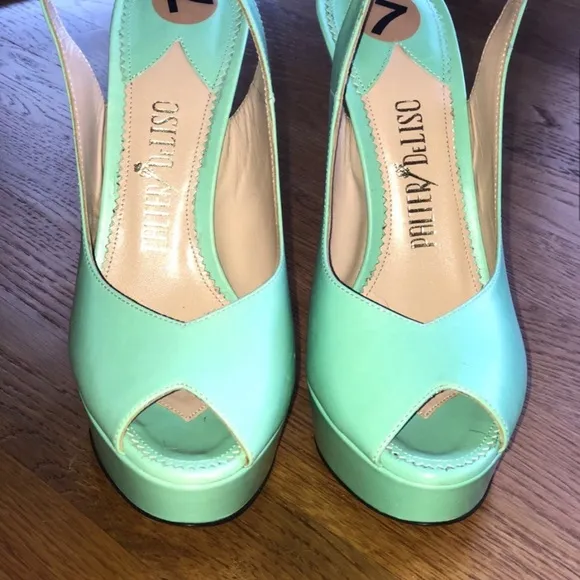 Palter DeLiso Leather Heels, slingback peed toe.