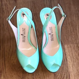 Palter DeLiso Leather Heels, slingback peed toe.