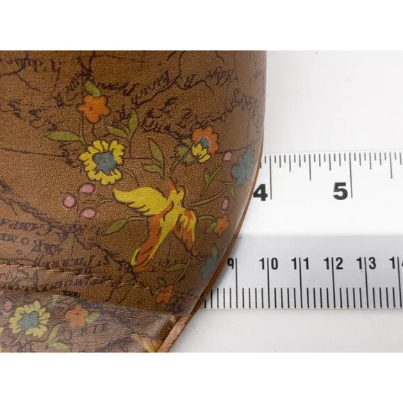 Patricia Nash Floral Map Ottavia Stacked Block Heel Leather Mules 10 Tan Brown