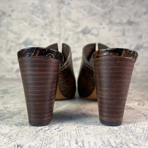 Patricia Nash Ruffina Mule Pumps, Chocolate - Gold tone colors