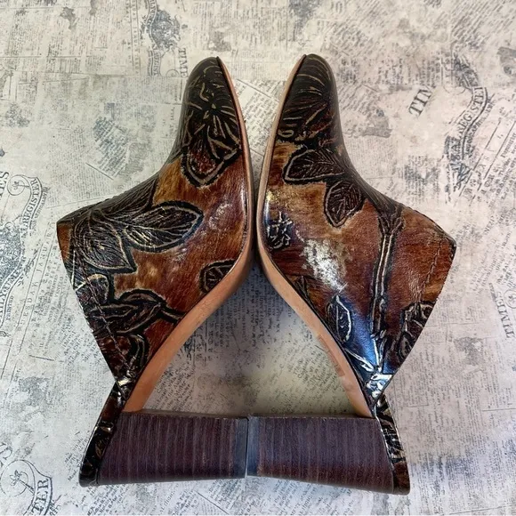 Patricia Nash Ruffina Mule Pumps, Chocolate - Gold tone colors