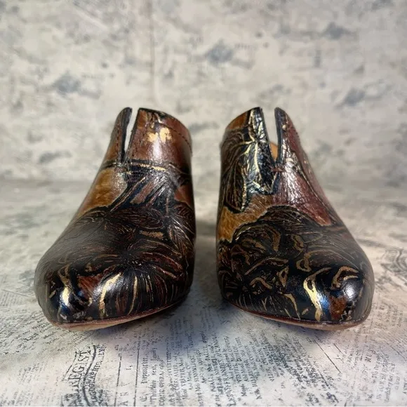 Patricia Nash Ruffina Mule Pumps, Chocolate - Gold tone colors