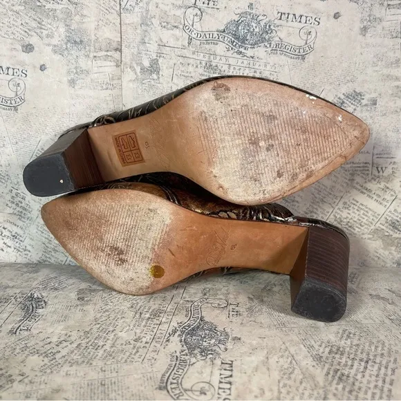 Patricia Nash Ruffina Mule Pumps, Chocolate - Gold tone colors