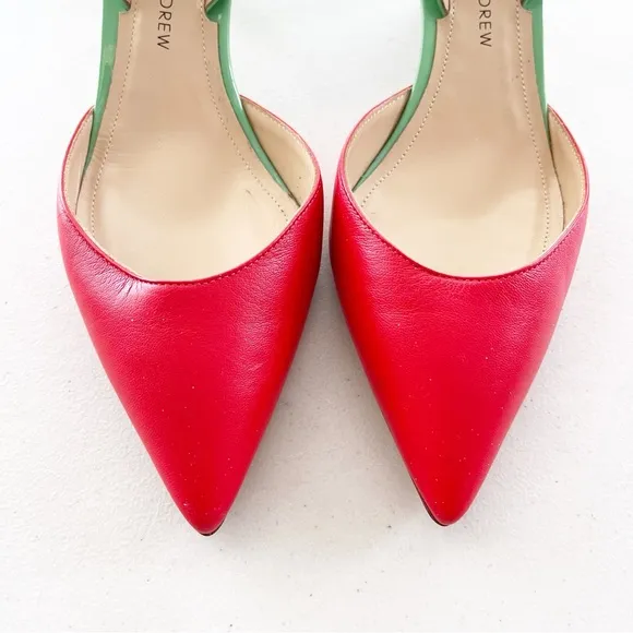 Paul Andrew Color Block Sling Back Kitten Heels in Green Red