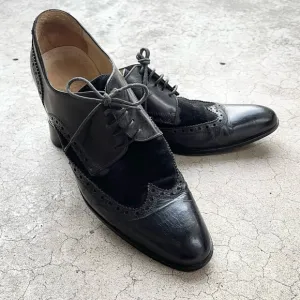 Paul Fredrick Men’s Black Leather Wingtip Oxfords Brogue Dress Shoes Size 10M