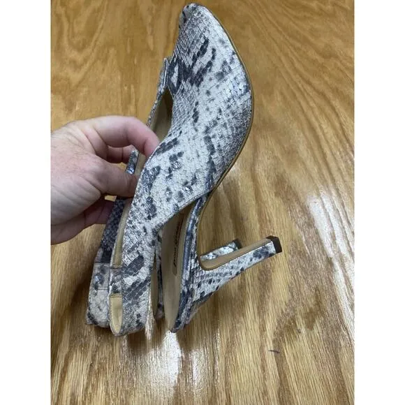 Paul Green Avanti Pump Heels Women's 8/5.5 Gray Snakeskin Slingback Preppy S64