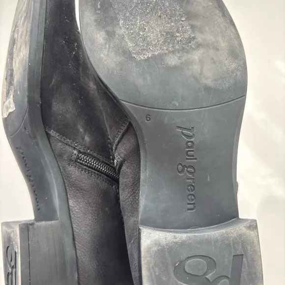 PAUL GREEN Boston Bootie BLACK NUBUCK LEATHER Sz 6/US 8.5