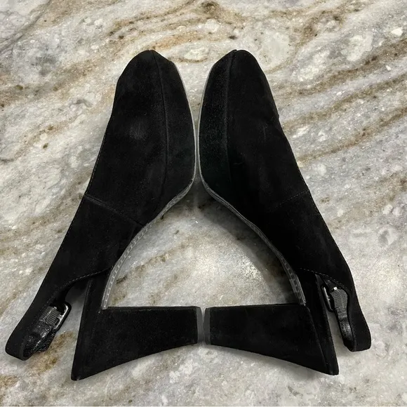 Paul Green Peep Toe Black Suede Slingback Heels