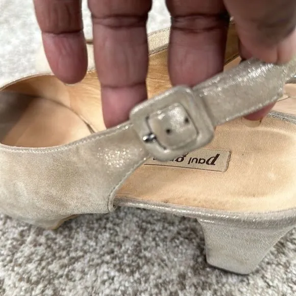 Paul Green Tan Leather Slingback Platform Heels 10