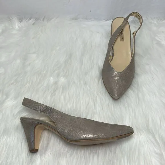 Paul Green Metallic Gold Slingback Heels Sz 5.5/US 8