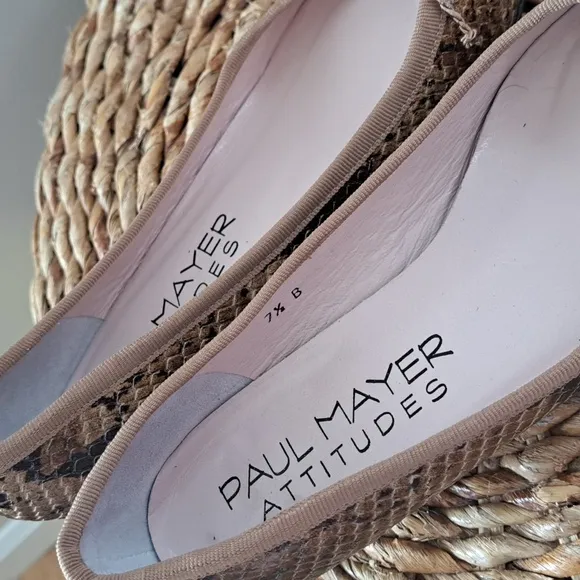 Paul Mayer Attitudes Womens Snakeskin Leather Pointed Toe Kitten 1.5&quot; Heel S-7.5