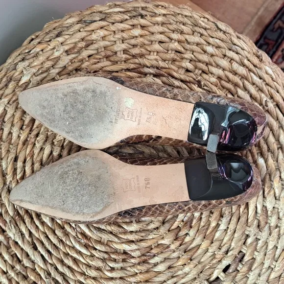 Paul Mayer Attitudes Womens Snakeskin Leather Pointed Toe Kitten 1.5&quot; Heel S-7.5