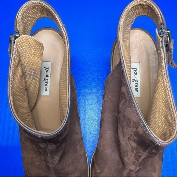 Paul Green Womens Cayanne Brown Suede Peep Toe Slingback Heels UK6/US8.5