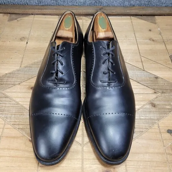 Peal &amp; Co Brooks Brothers Men's Oxfords Dress Shoe Black Leather Cap Toe Sz 11D